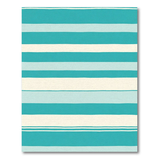 Coastal Turquoise And Cream Stripe Rug