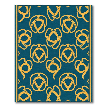 Deep Teal Yellow Celtic Knot Rug
