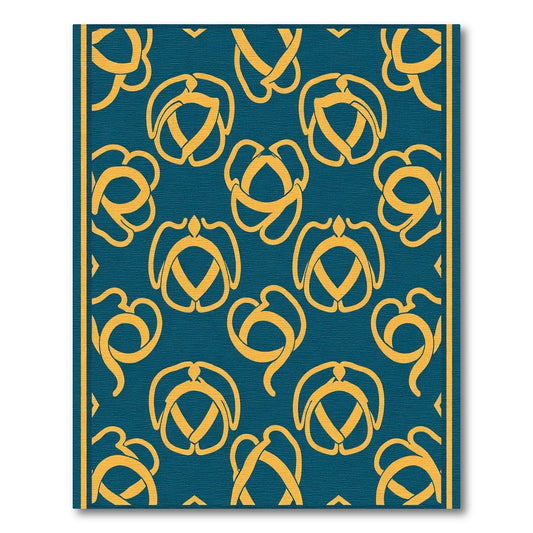 Deep Teal Yellow Celtic Knot Rug