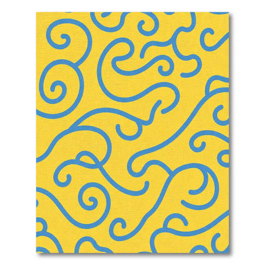 Golden Yellow Blue Swirls Rug