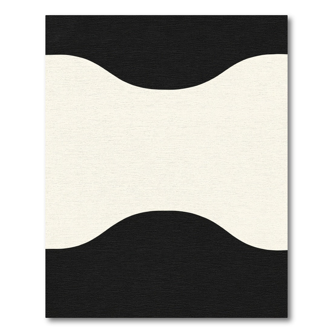 Black Cream Abstract Wave Rug