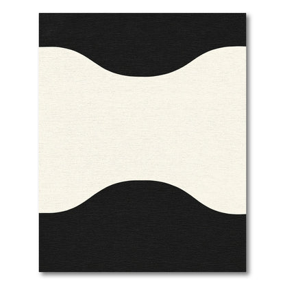 Black Cream Abstract Wave Rug
