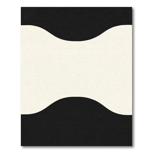 Black Cream Abstract Wave Rug