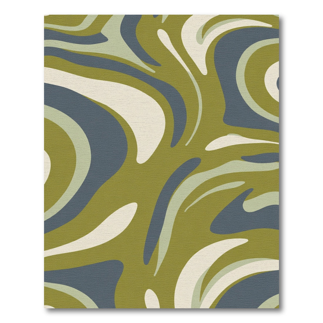Olive Blue Cream Swirl Abstract Rug