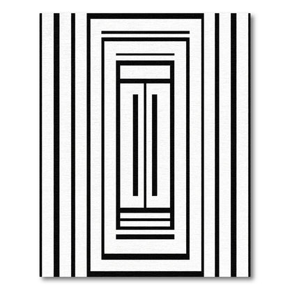 Modern Black White Optical Illusion Stripes Rug