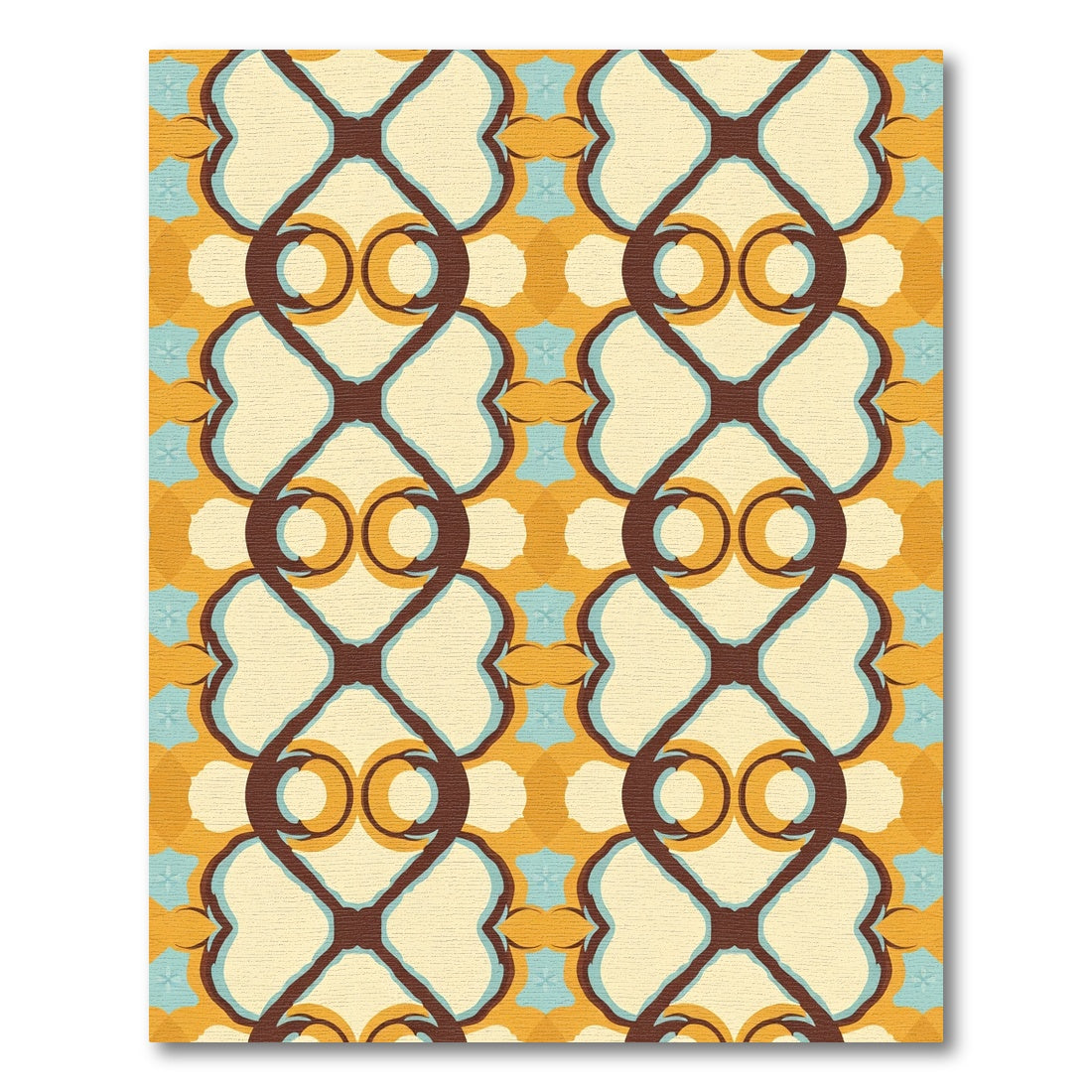 Retro Ochre Curvy Geometric Rug