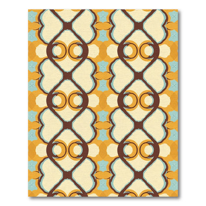 Retro Ochre Curvy Geometric Rug