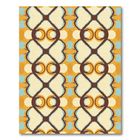 Retro Ochre Curvy Geometric Rug