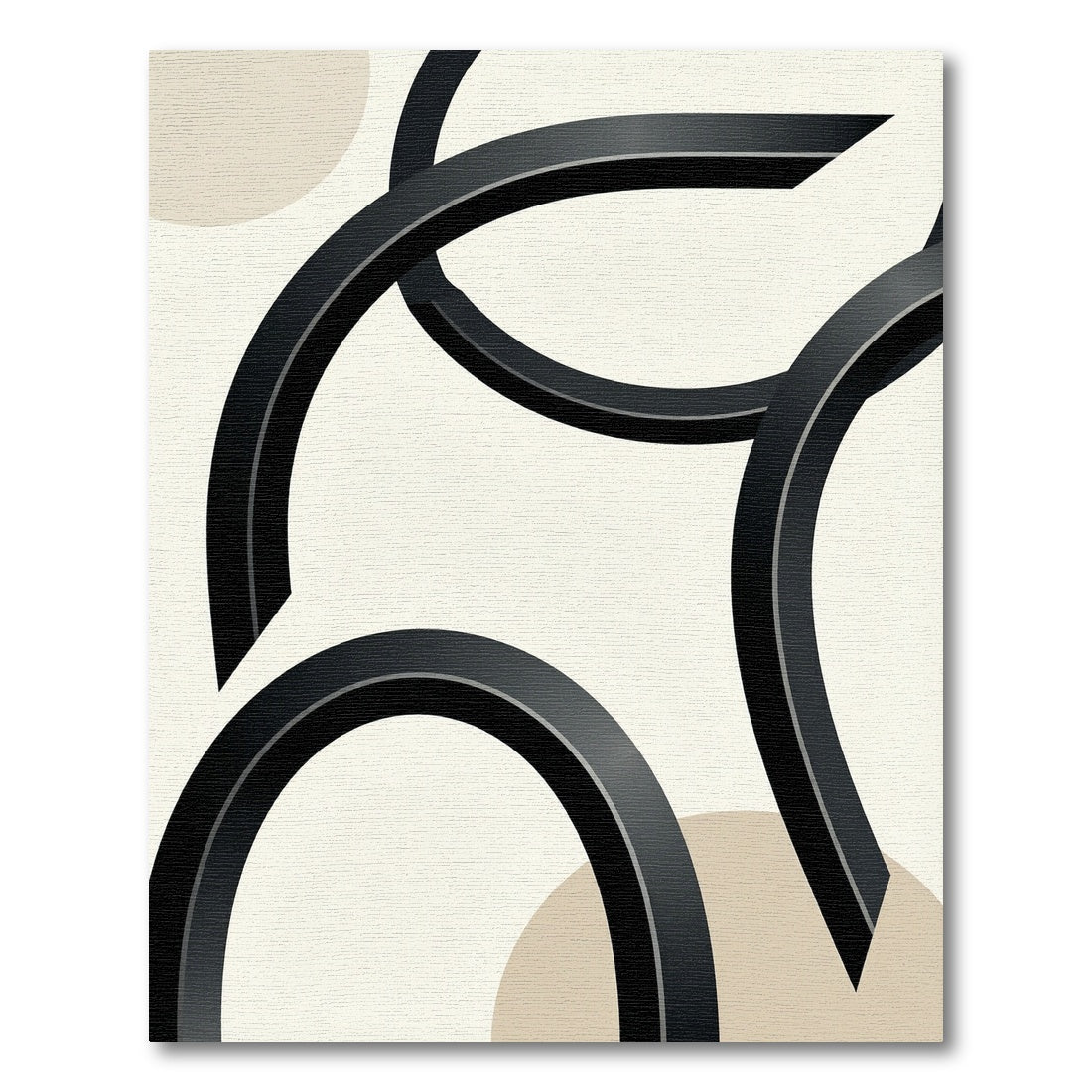 Black Ribbon Abstract Circles Rug