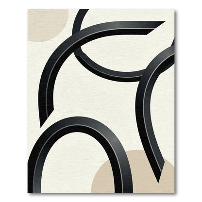 Black Ribbon Abstract Circles Rug