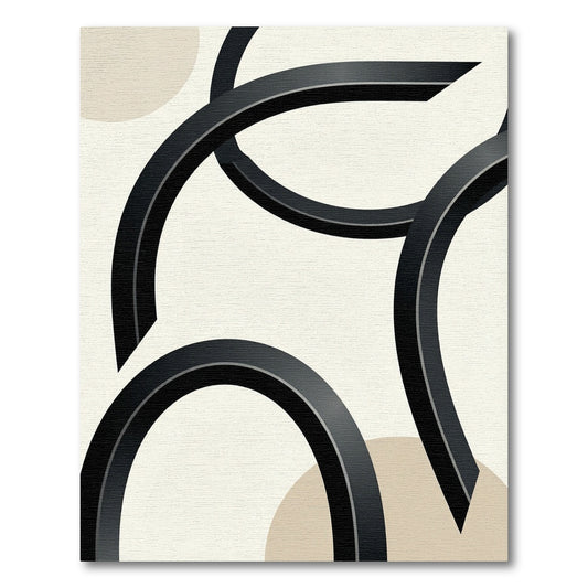 Black Ribbon Abstract Circles Rug