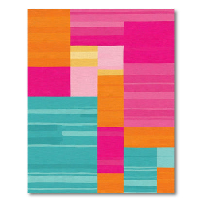 Vibrant Geometric Teal Orange Pink Rug