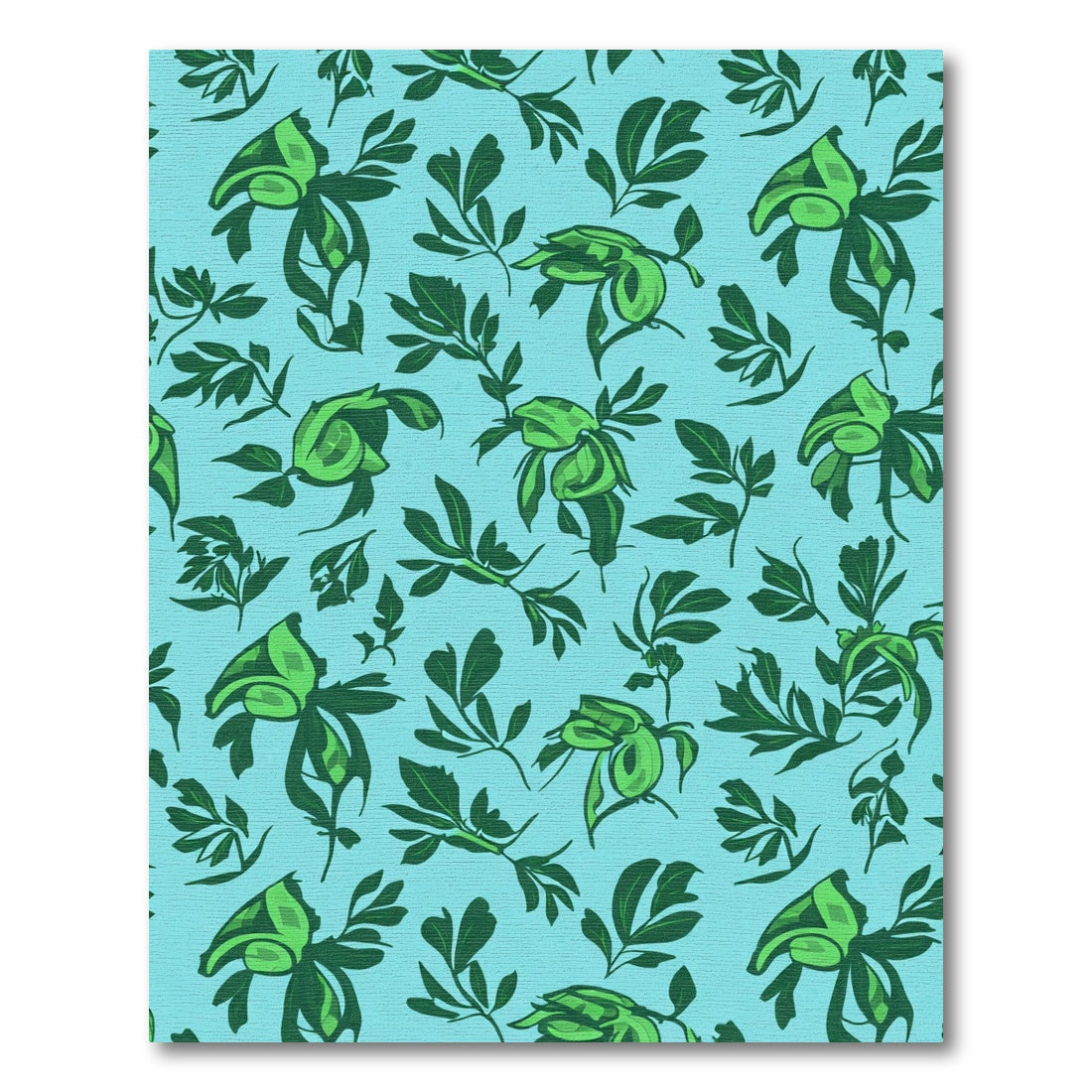Green Leafy Branches Aqua Background Rug
