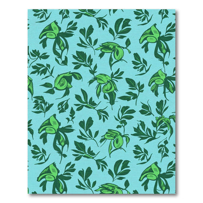 Green Leafy Branches Aqua Background Rug