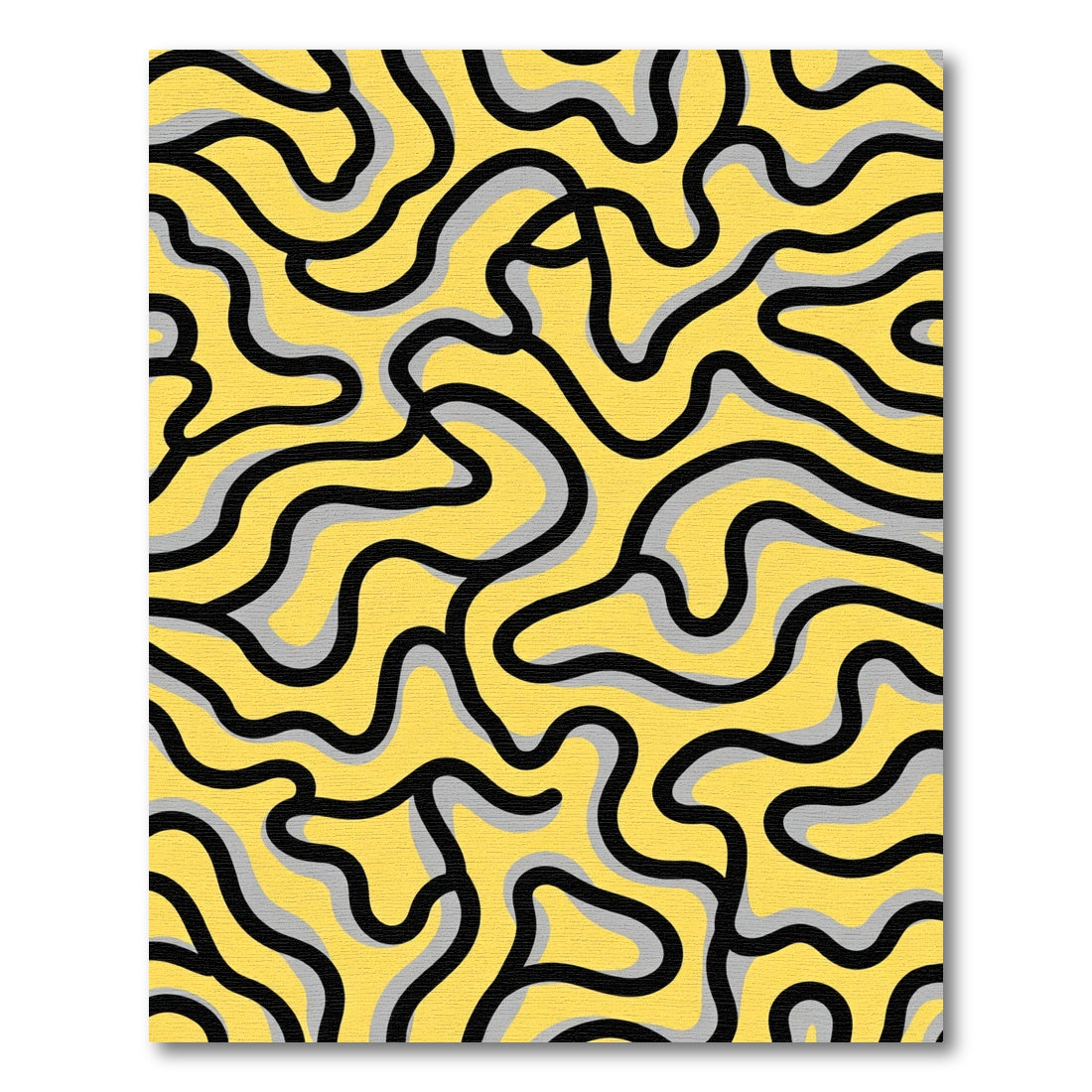 Vibrant Yellow Wavy Contour Rug