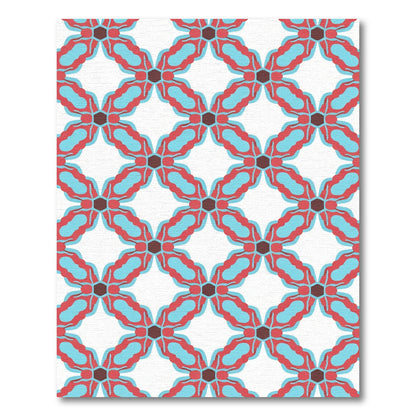 Crimson Blue Quatrefoil Geometric Rug
