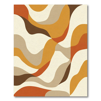 Abstract Earthy Tone Flowing Waves Rug