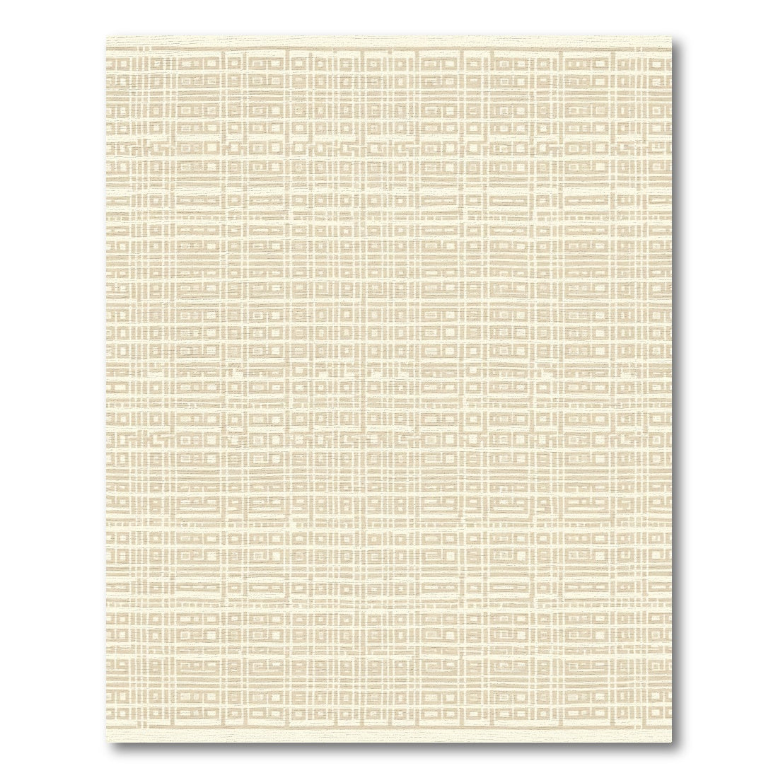 Neutral Beige Geometric Rectangle Weave Rug