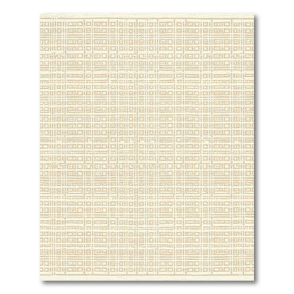 Neutral Beige Geometric Rectangle Weave Rug