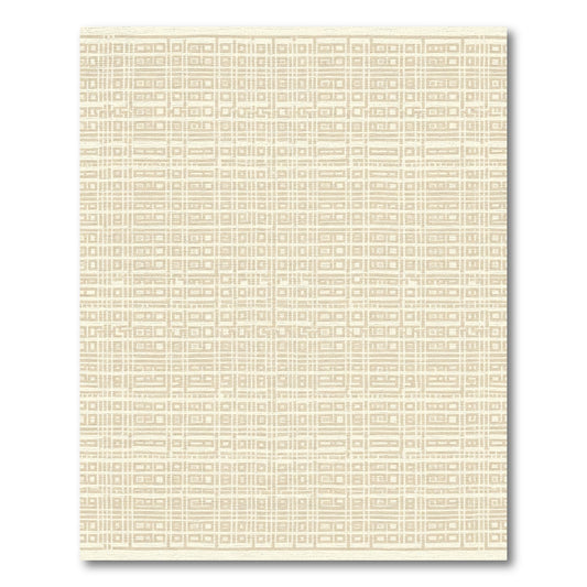 Neutral Beige Geometric Rectangle Weave Rug