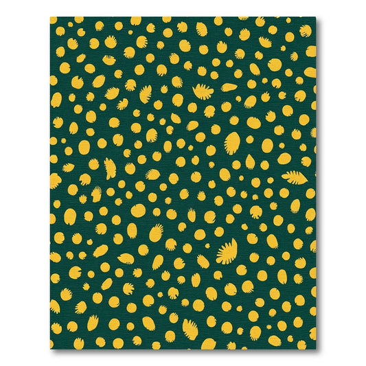 Golden Yellow Abstract Foliage Scatter Rug
