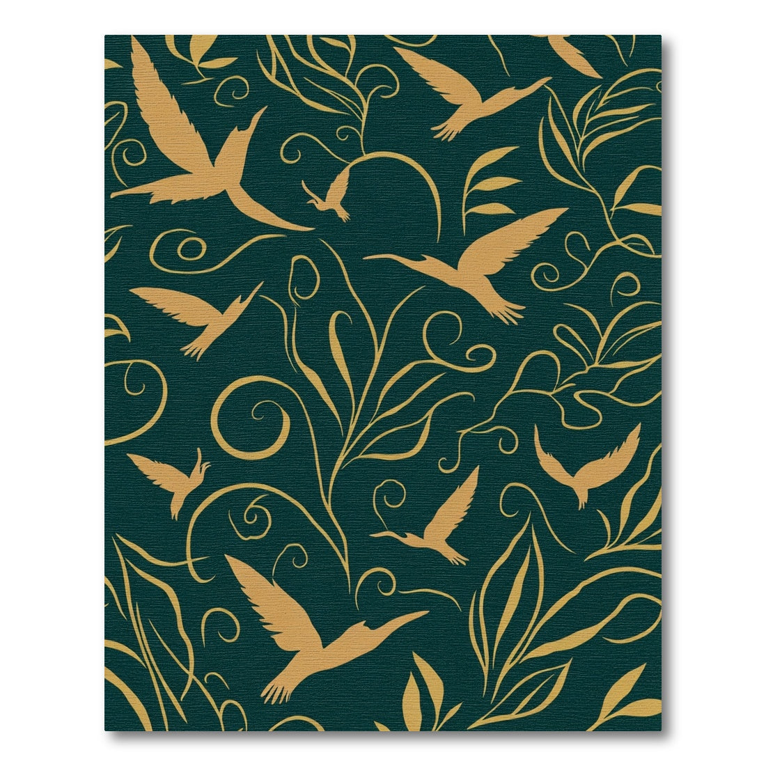 Golden Birds Amidst Teal Foliage Rug