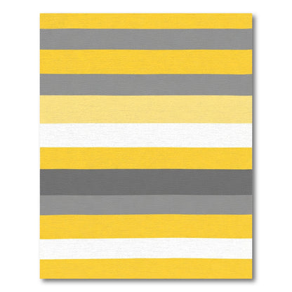 Bold Yellow Gray Stripe Composition Rug