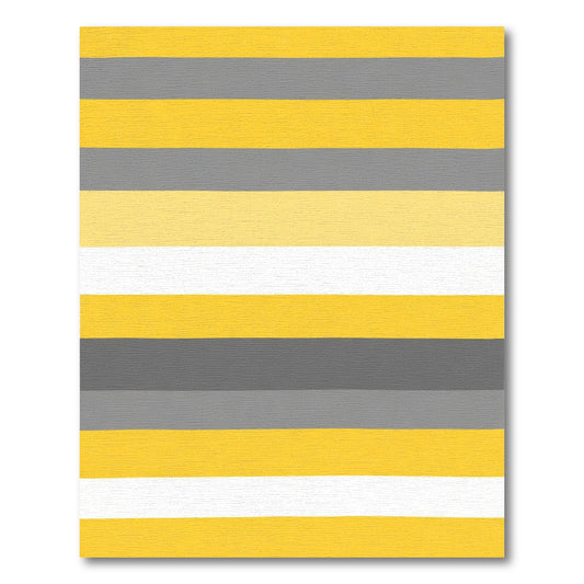 Bold Yellow Gray Stripe Composition Rug