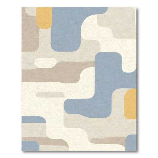 Rounded Abstract Block Color Rug
