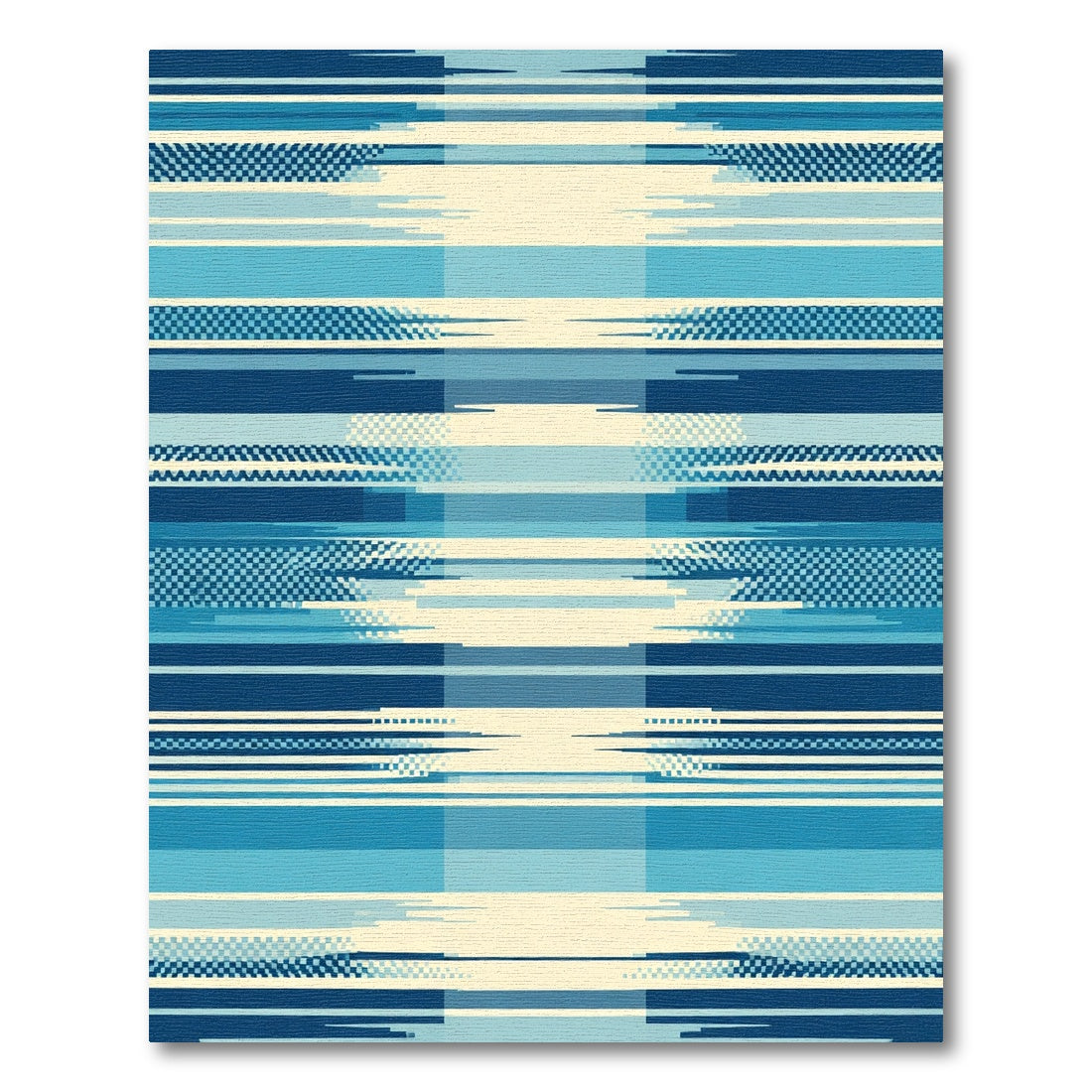 Glitch Blue Geometric Stripes Rug