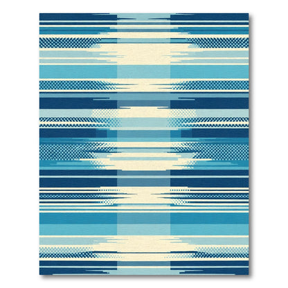 Glitch Blue Geometric Stripes Rug