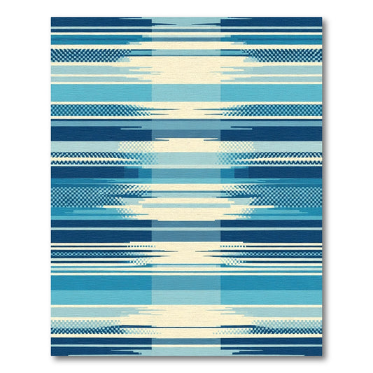 Glitch Blue Geometric Stripes Rug