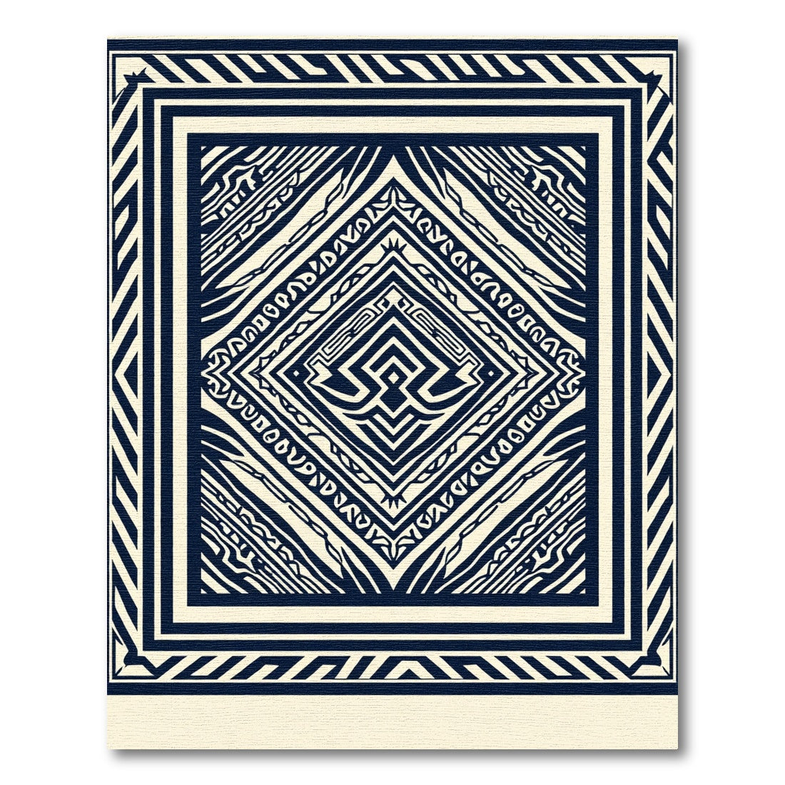 Ink Geometric Labyrinth Diamond Rug