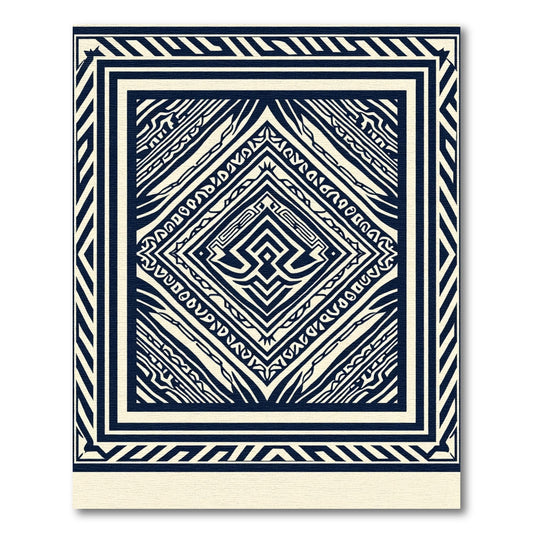 Ink Geometric Labyrinth Diamond Rug