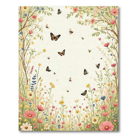 Whimsical Butterfly Meadow Garden Rug