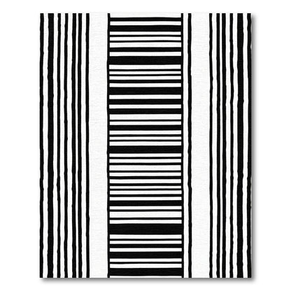 Black White Linear Composition Rug