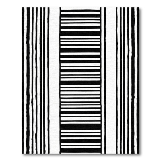 Black White Linear Composition Rug