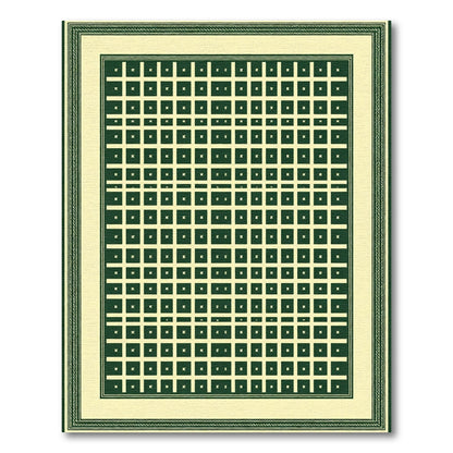 Green Cream Square Grid Rug