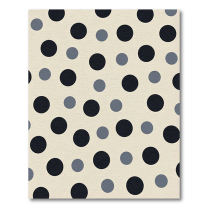 Modern Cream Black Blue Dots Rug