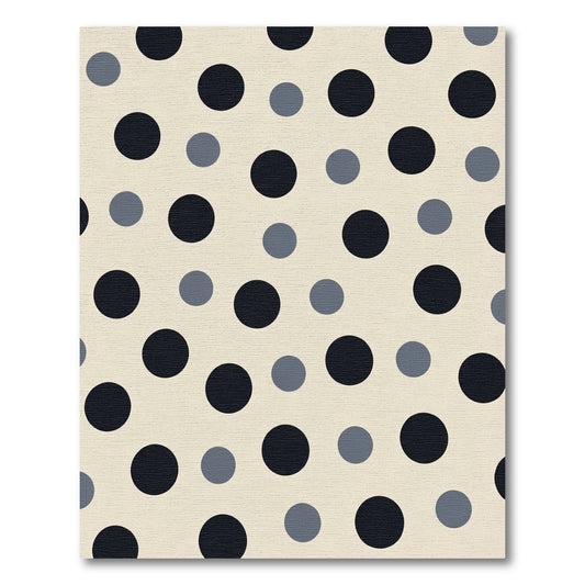 Modern Cream Black Blue Dots Rug