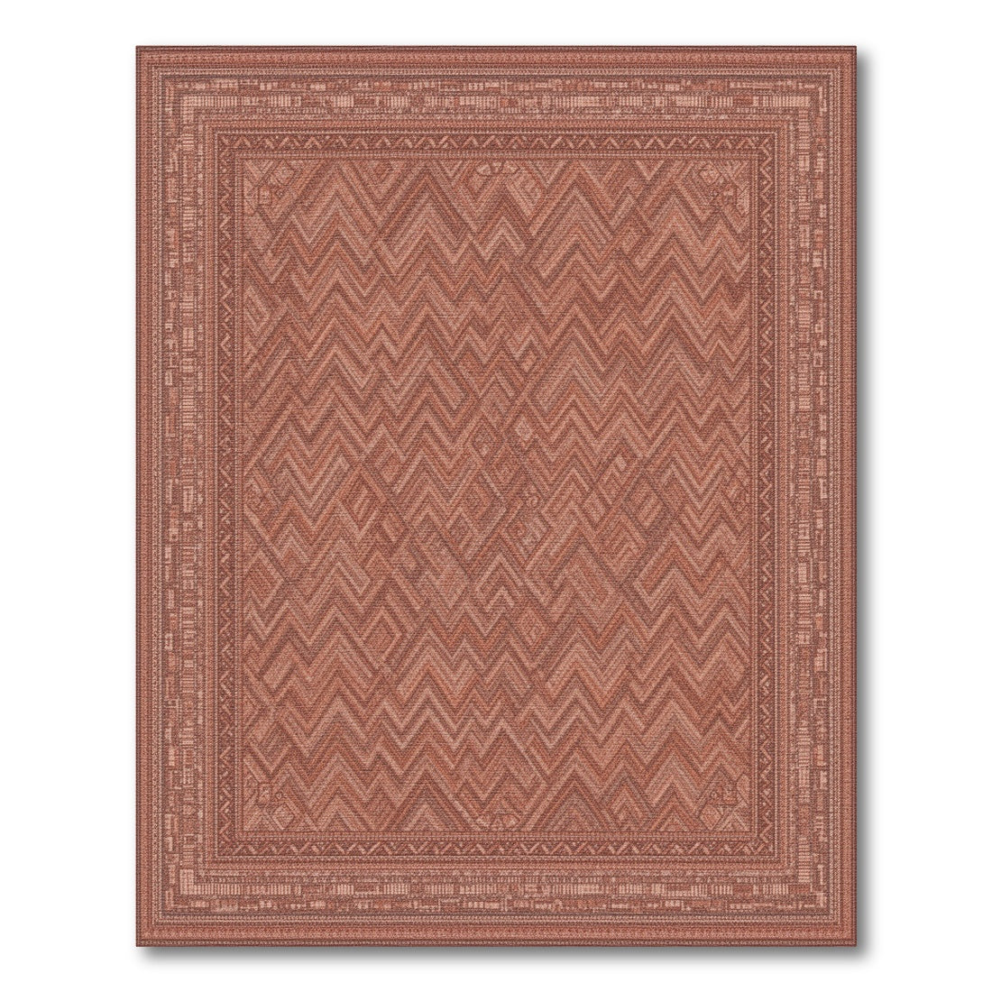 Red Chevron Area Rug with Border
