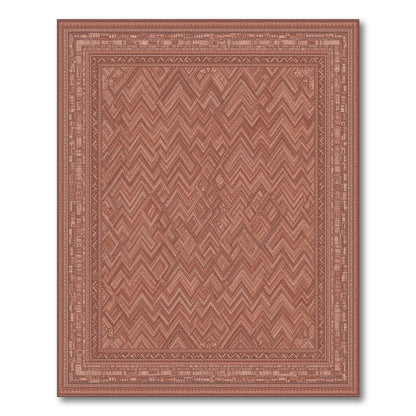 Red Chevron Area Rug with Border