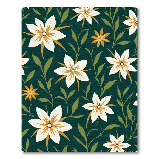 Dark Teal White Floral Botanical Branches Rug