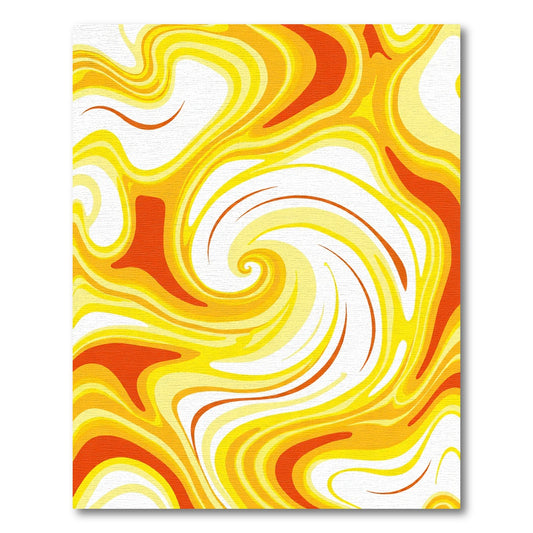 Vibrant Swirling Fire Yellow Orange Rug