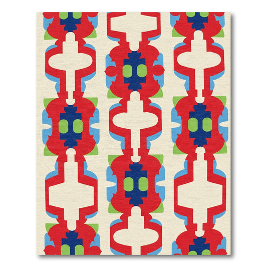 Bold Red Blue Geometric Link Rug