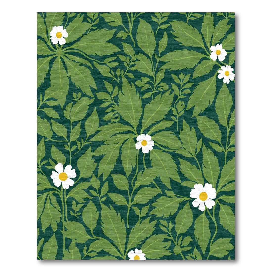Dark Green White Daisy Foliage Rug