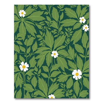 Dark Green White Daisy Foliage Rug
