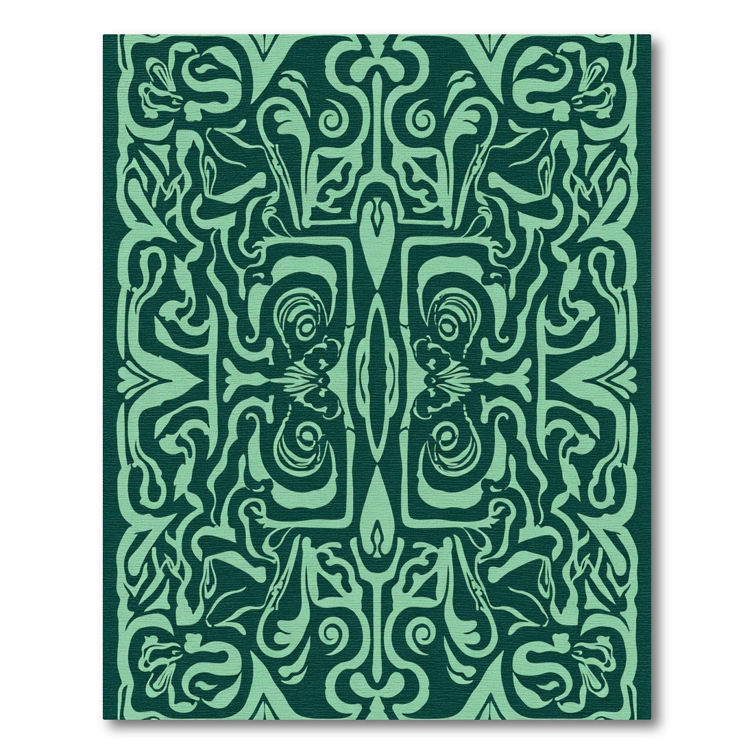 Emerald Green Scrollwork Botanical Rug