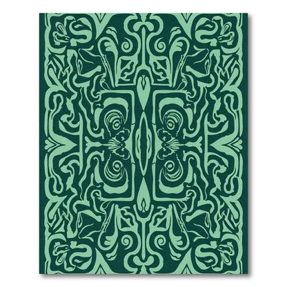 Emerald Green Scrollwork Botanical Rug