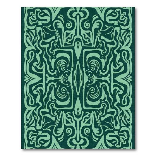 Emerald Green Scrollwork Botanical Rug